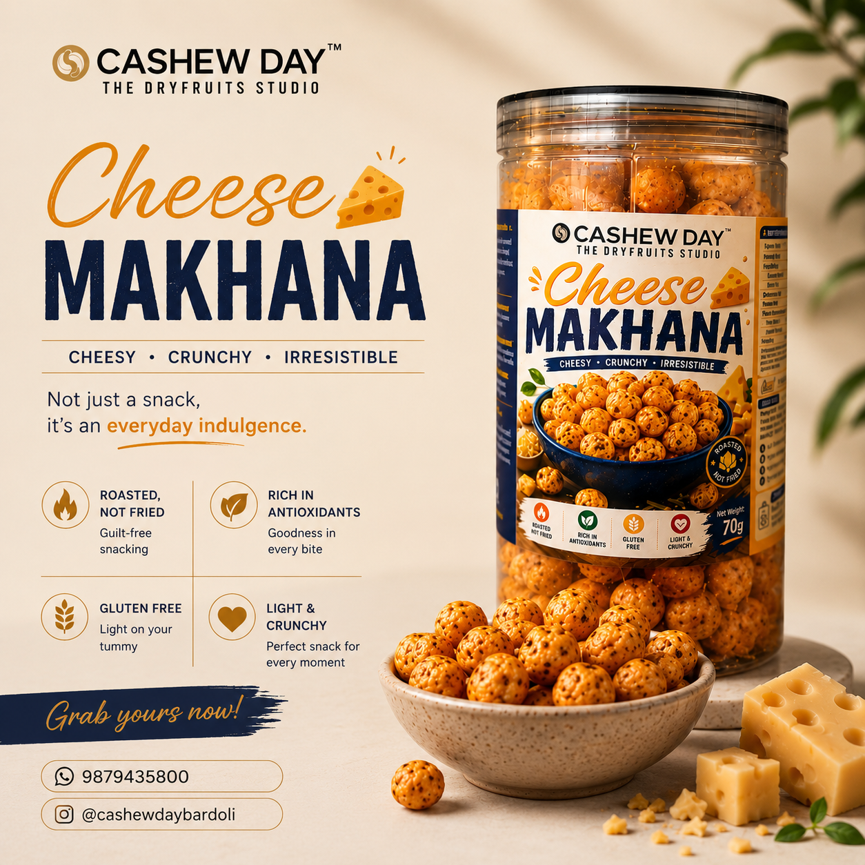 Cheese Makhana – Crispy, Cheesy & Guilt-Free Snacking
